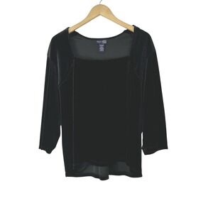 Venezia Jeans Clothing Co Womens Black 18/20 Velvet Top Square Neck Dark Romance